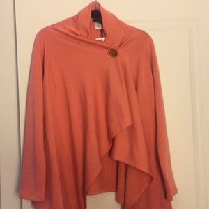 Bobeau coral one button fleece wrap cardigan
